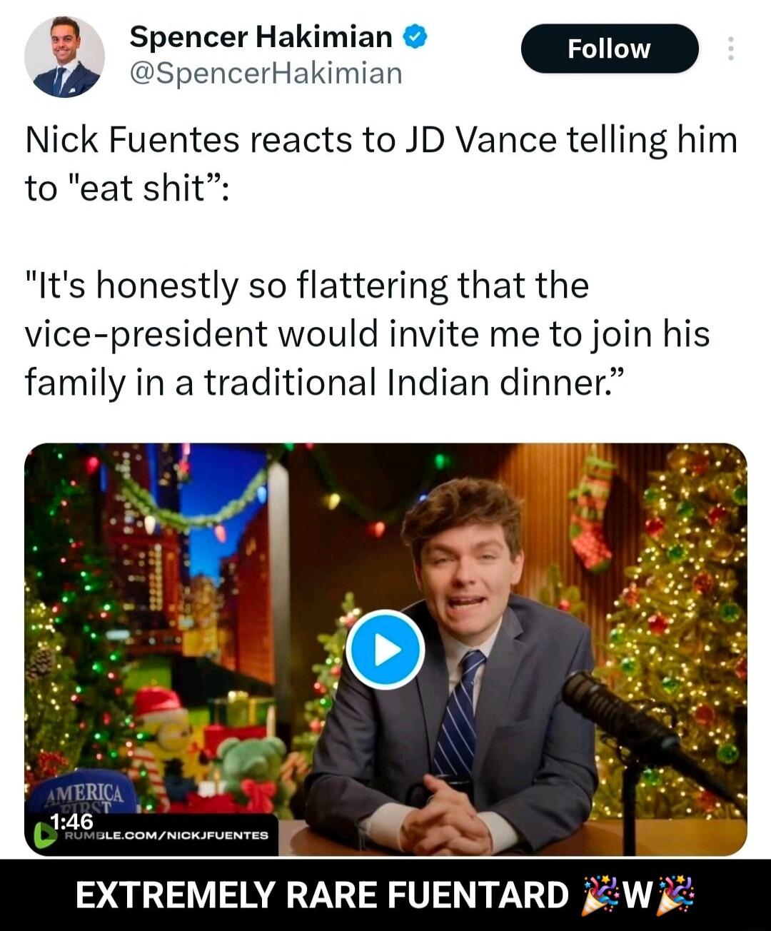 Nick Fuentes reacts to JD Vance telling him to 