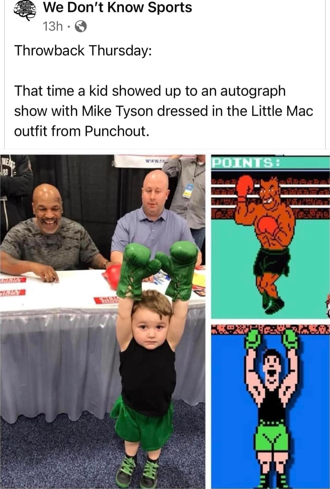 We Dont Know Sports h Throwback Thursday That time a kid showed up to an autograph show with Mike Tyson dressed in the Little Mac outfit from Punchout