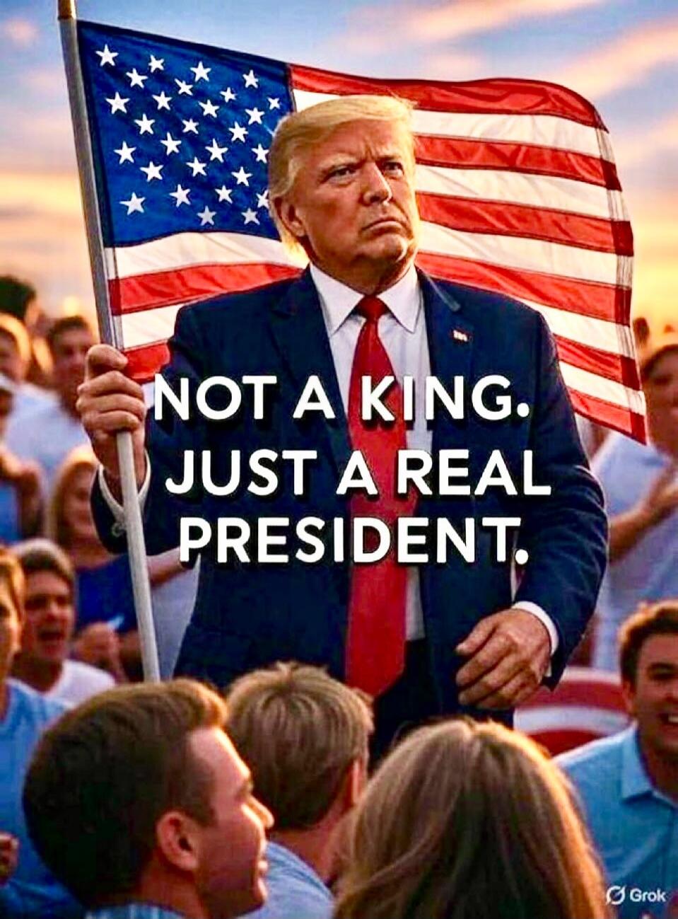 NOT A KING. JUST A REAL PRESIDENT.