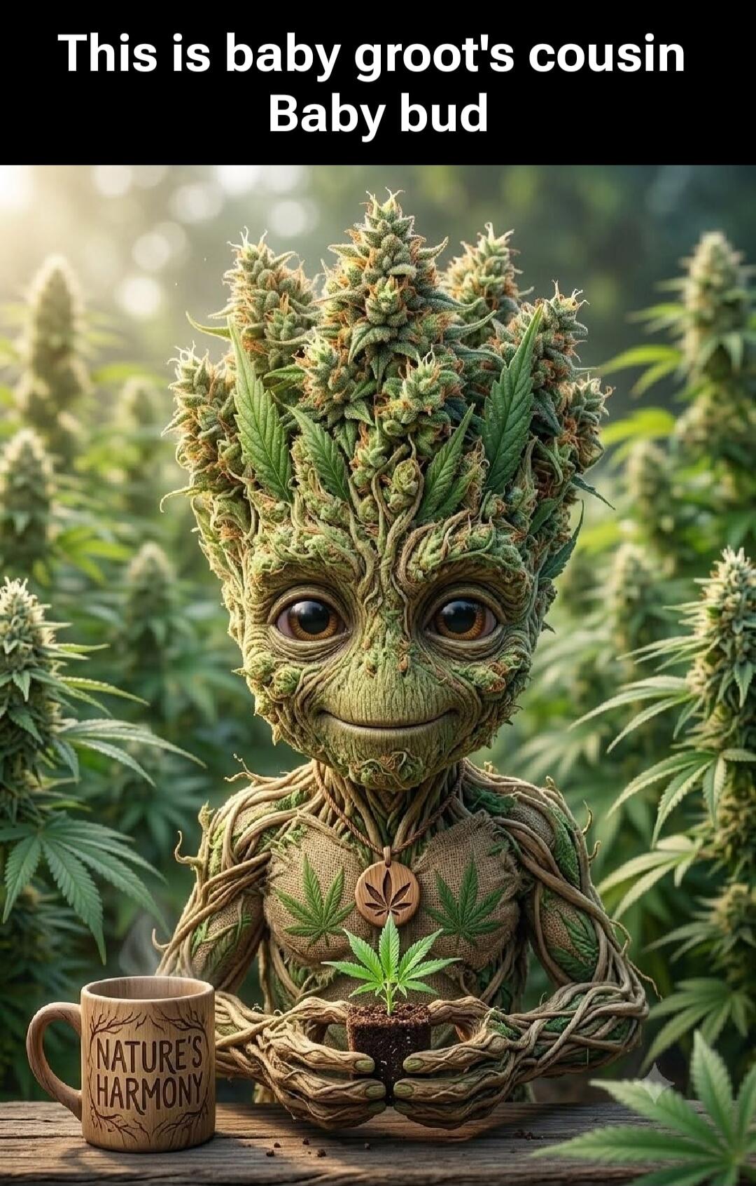 This is baby groot's cousin Baby bud. NATURE'S HARMONY