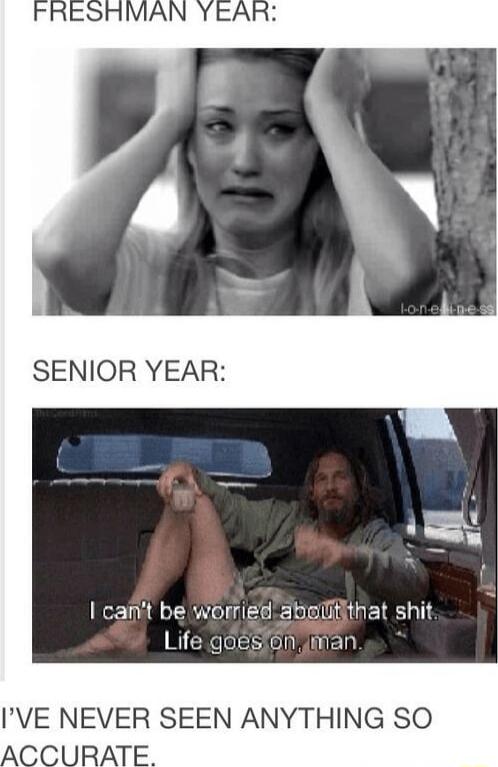 SENIOR YEAR L cant be wormrigdabalfithat shit Life QQESION dman IVE NEVER SEEN ANYTHING SO