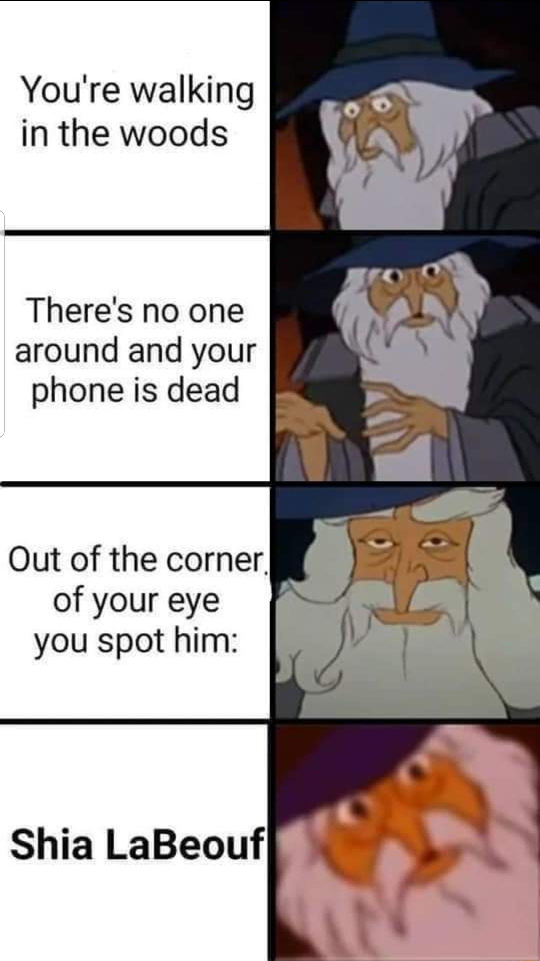 Youre walking in the woods Theres no one around and your phone is dead Out of the corner of your eye you spot him