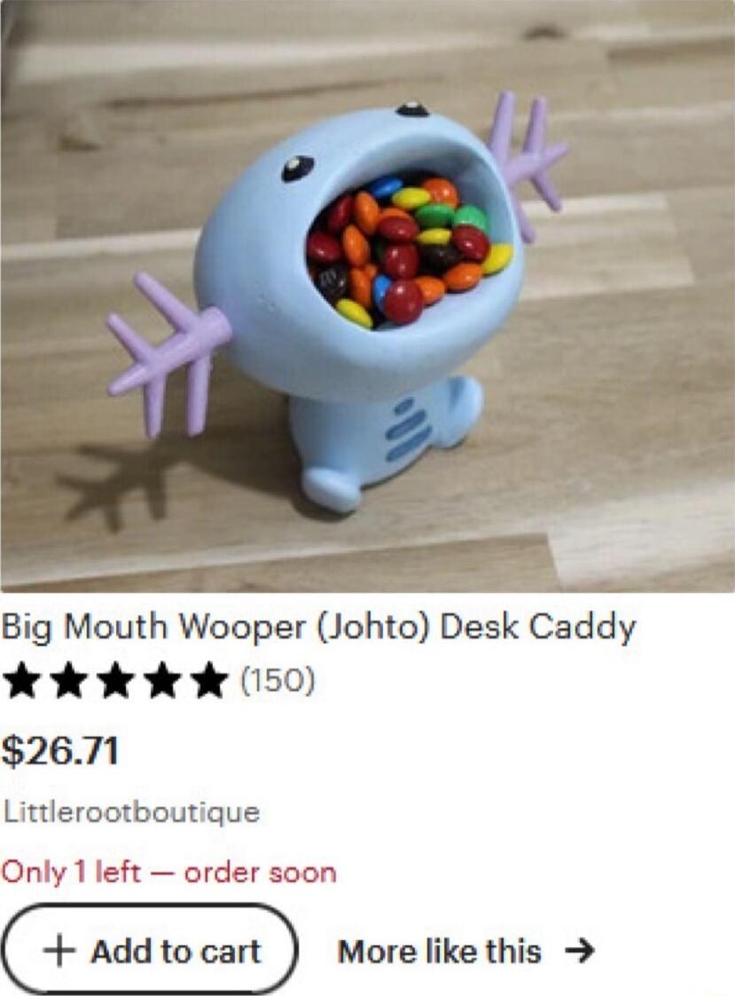 Big Mouth Wooper Johto Desk Caddy Y e v e e 150 2671 Littlerootboutique Only 1 left order soon Add to cart More like this
