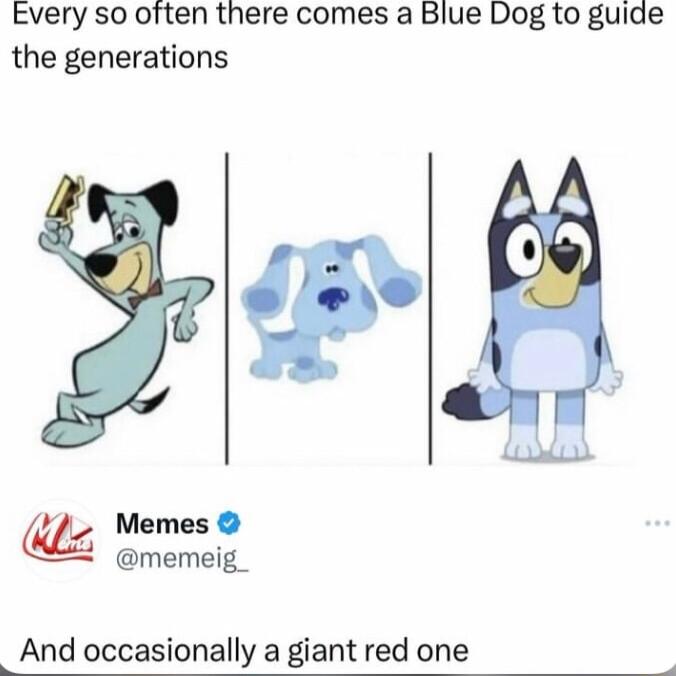 Every so often there comes a Blue Dog to guide the generations Memes memeig_ _And occasionally a giant red one