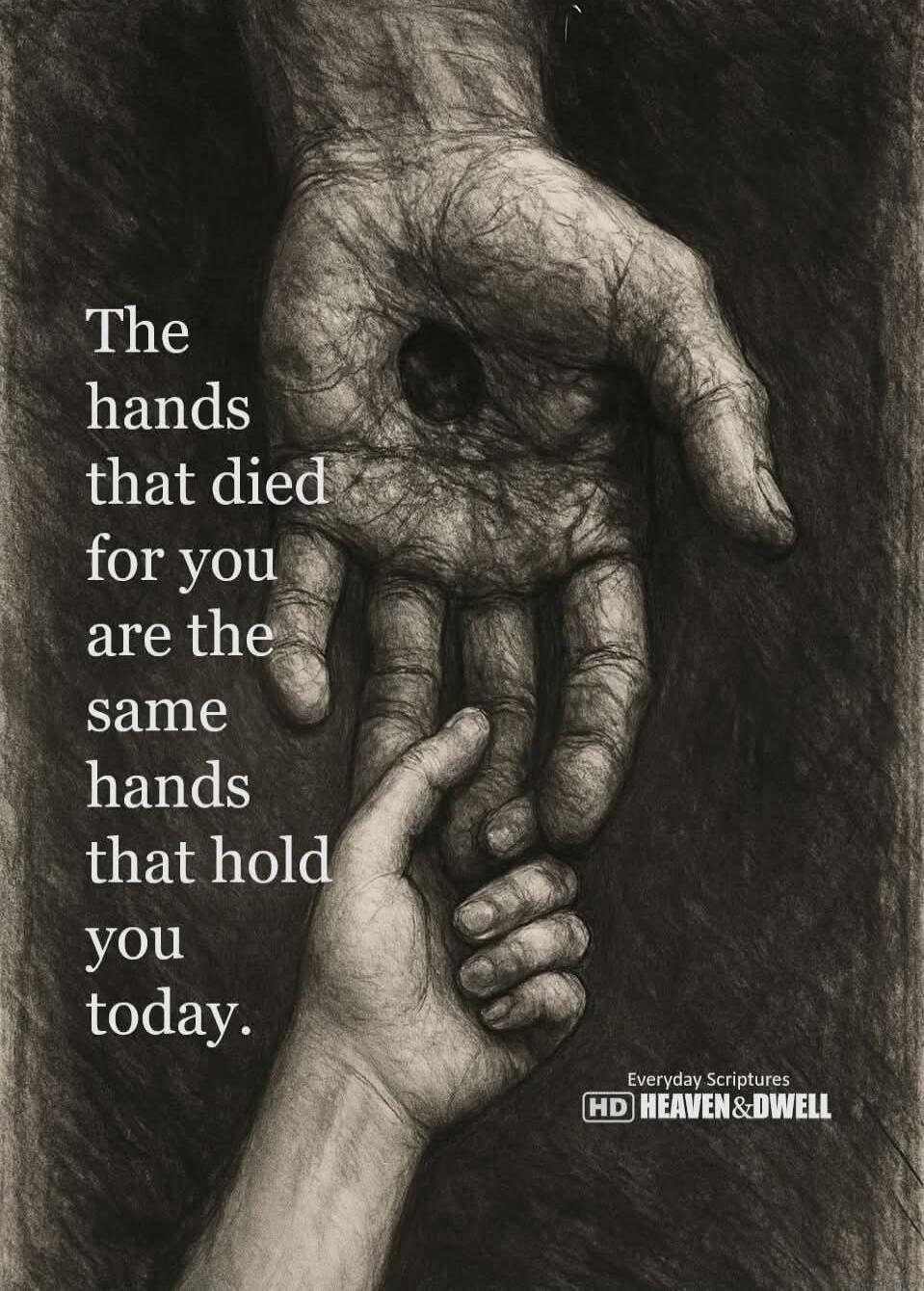 The hands that died for you are the same hands that hold you today.