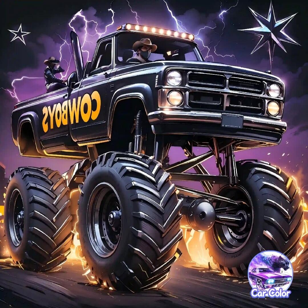 COWBOYS (reversed on the truck), Car Color (logo)