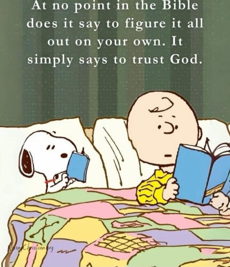 At no point in the Bible does it say to figure it all out on your own. It simply says to trust God.