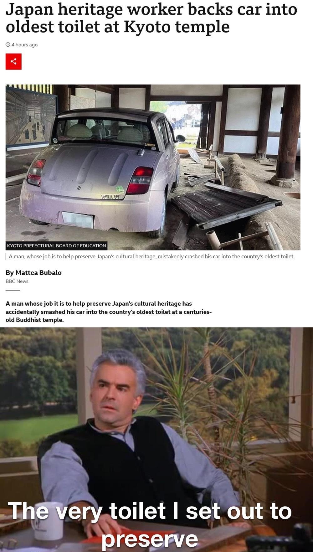 Japan heritage worker backs car into oldest toilet at Kyoto temple ThWVerytoilet set out to preserve TN natic