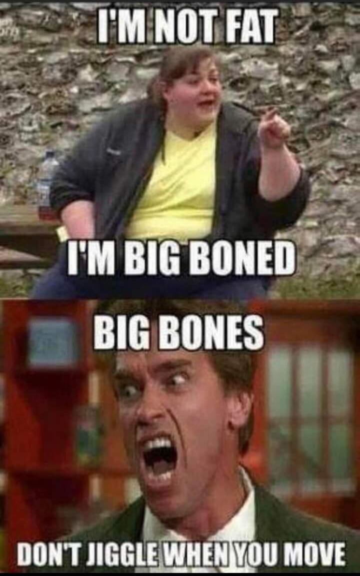 I'M NOT FAT I'M BIG BONED BIG BONES DON'T JIGGLE WHEN YOU MOVE