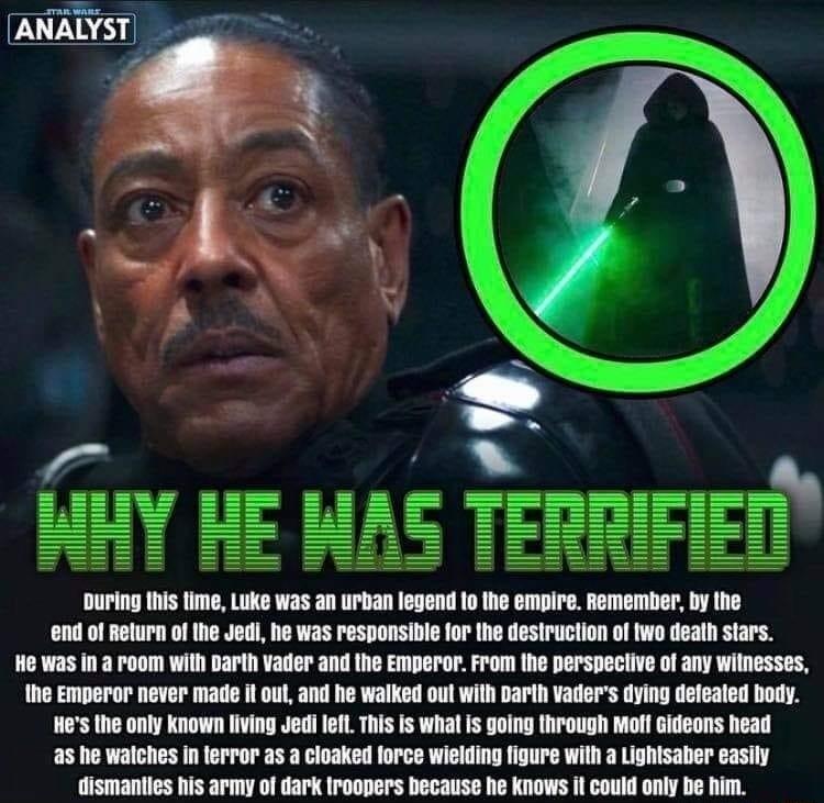 end of eturn of he Jed he was Pesponsibie for the desiruciion of Wo dealh stars He Was in 2 Poom il garth Vader and e Empero From he perspeciive of any wilnesses he Emperor never made il out and he walked oul wih Darih Vaders dying defealed body Hes e only known Iving Jedi efL his s whatis going InFough Mol Gideons head 25 he walches I lerror as a cloaked force wielting figure with a ighisaber eas
