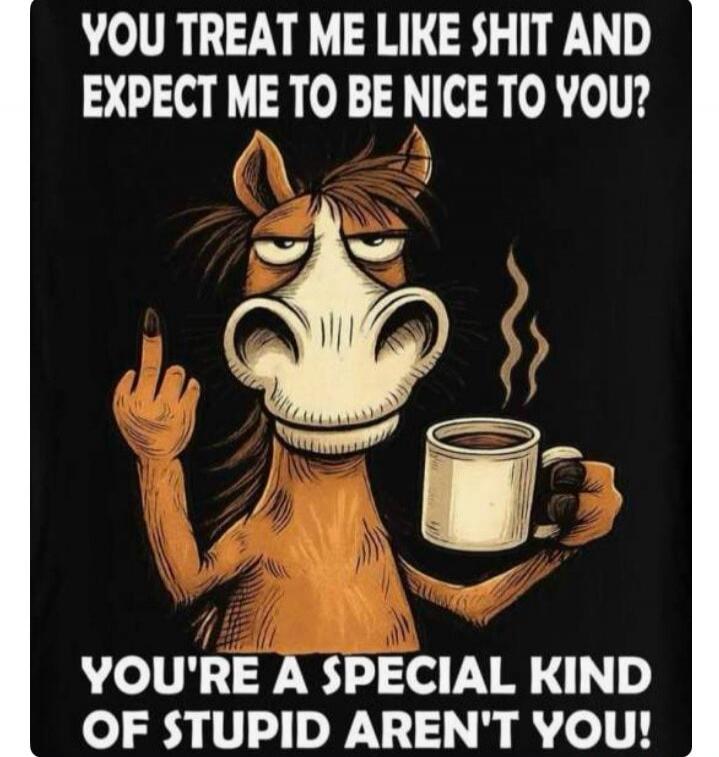 YOU TREAT ME LIKE SHIT AND EXPECT ME TO BE NICE TO YOU? YOU'RE A SPECIAL KIND OF STUPID AREN'T YOU!