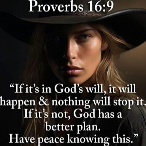Proverbs 16:9
“If it’s in God's will, it will happen & nothing will stop it. If it’s not, God has a better plan. Have peace knowing this.”