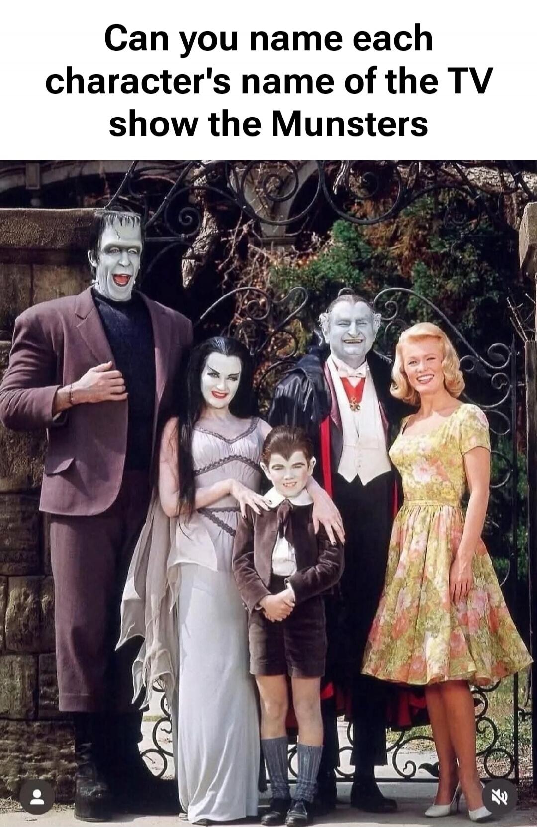 Can you name each character's name of the TV show the Munsters