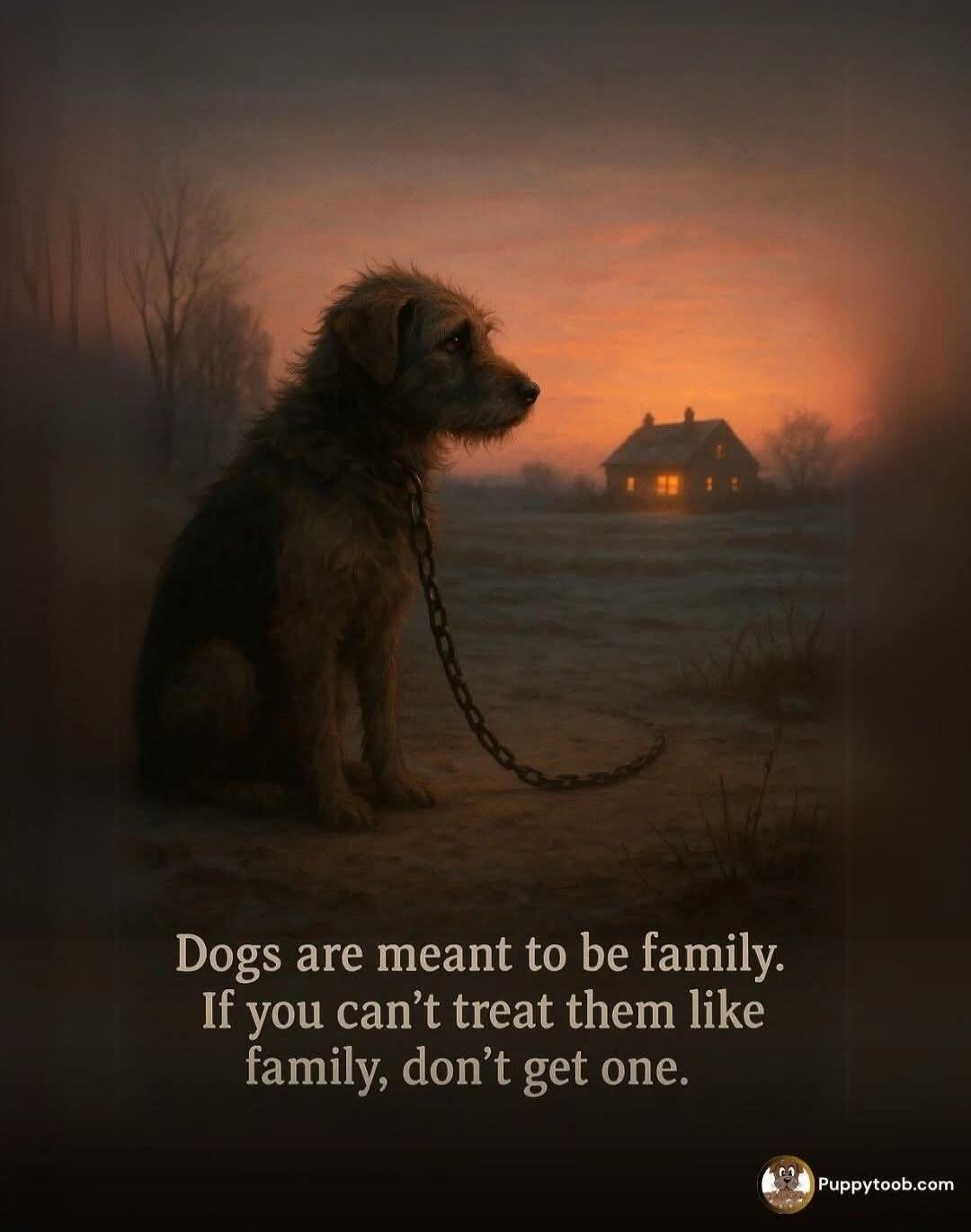 Dogs are meant to be family. If you can't treat them like family, don't get one.