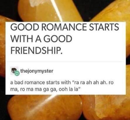 VvV GOOD ROMANCE STARTS WITHA GOOD FRIENDSHIP heonymysler a bad romance starts with ra ra ah ah ah ro ma ro ma ma ga ga ooh la la