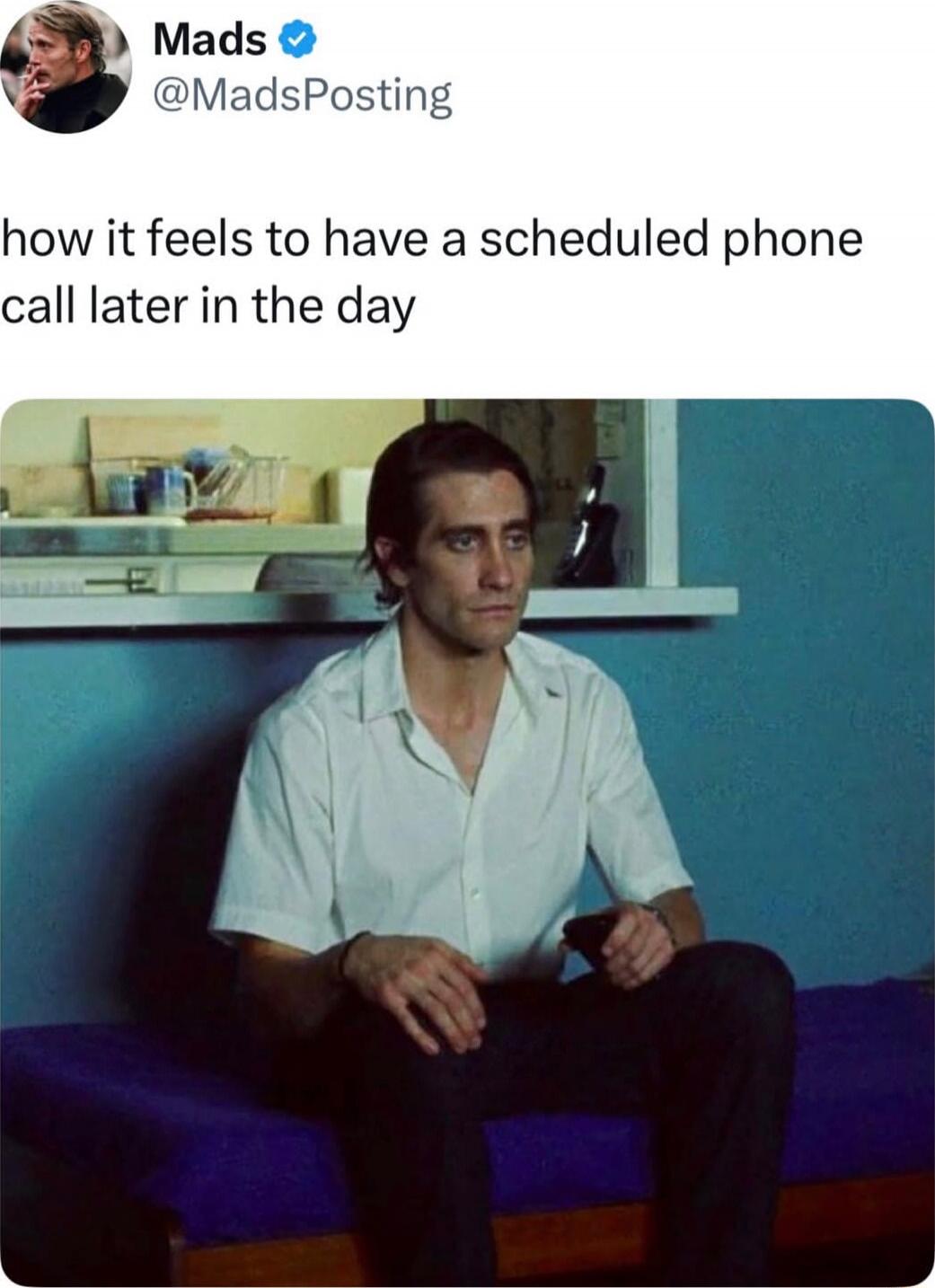 how it feels to have a scheduled phone call later in the day