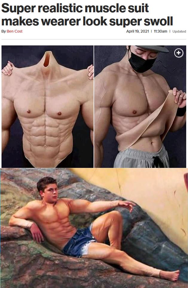 Super realistic muscle suit makes wearer look super swoll By Ben Cost April192021 1130am Updated