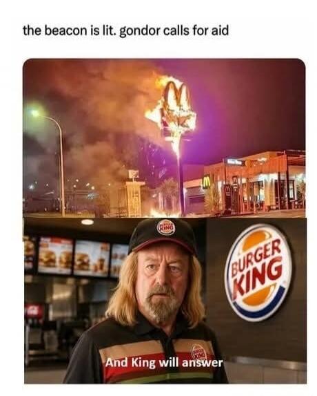 the beacon is lit. gondor calls for aid And King will answer