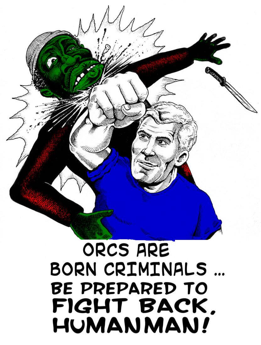 A ORCS ARE BORN CRIMINALS BE PREPARED TO FIGHT BACK HUMANMAN