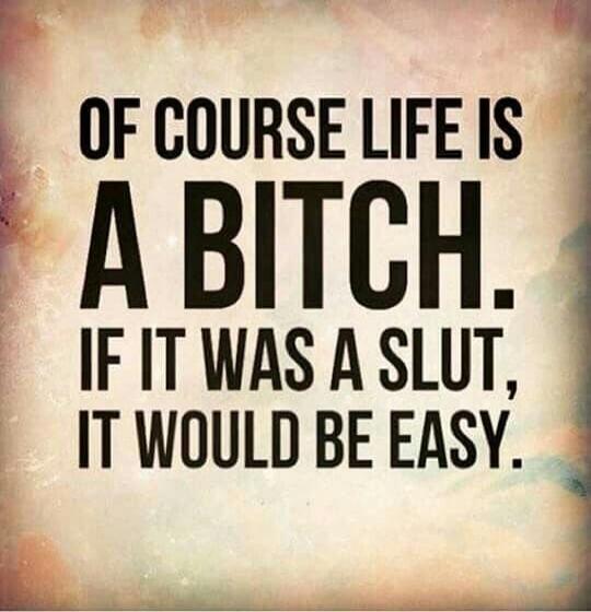 OF COURSE LIFE IS A BITCH. IF IT WAS A SLUT, IT WOULD BE EASY.
