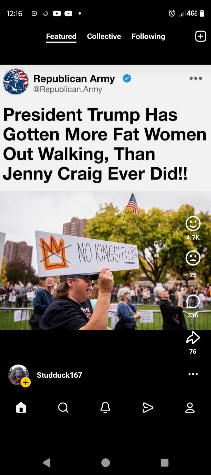 President Trump Has Gotten More Fat Women Out Walking, Than Jenny Craig Ever Did!! NO KINGS! EVER!