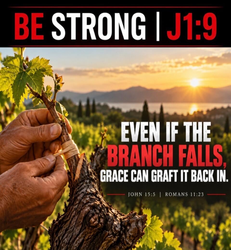 BE STRONG | J1:9 EVEN IF THE BRANCH FALLS, GRACE CAN GRAFT IT BACK IN. JOHN 15:5 | ROMANS 11:23