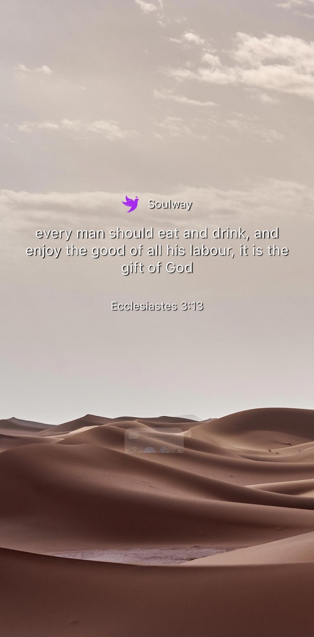 every man should eat and drink, and enjoy the good of all his labour, it is the gift of God
Ecclesiastes 3:13