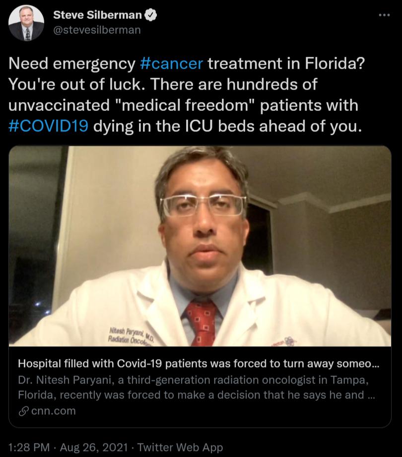 SEESEIENY S EVENIE G EN Need emergency cancer treatment in Florida A IR NIV o fl VI O N TT T R V g Lo To EX o STVZTeTol g N MTe I 4 o TYo o221 B YeTo foTa R o YA LT o L SRV U COVID19 dying in the ICU beds ahead of you Hospital filled with Covid 19 patients was forced to turn away someo Dr Nitesh Paryani a third generation radiation oncologist in Tampa S e e EMCIl T AN ER o folcTe R o NN L CR e G e