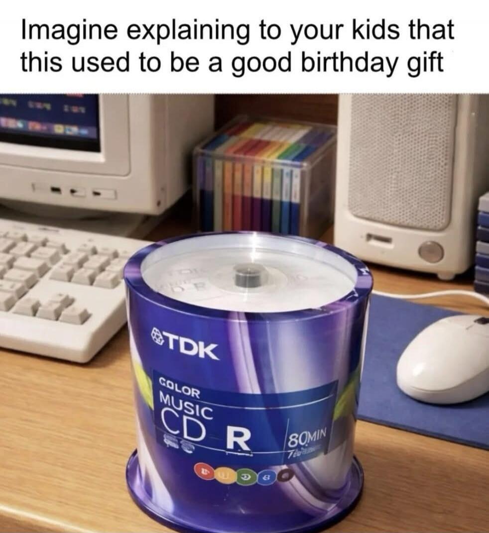 Imagine explaining to your kids that this used to be a good birthday gift TDK COLOR MUSIC CD-R 80MIN