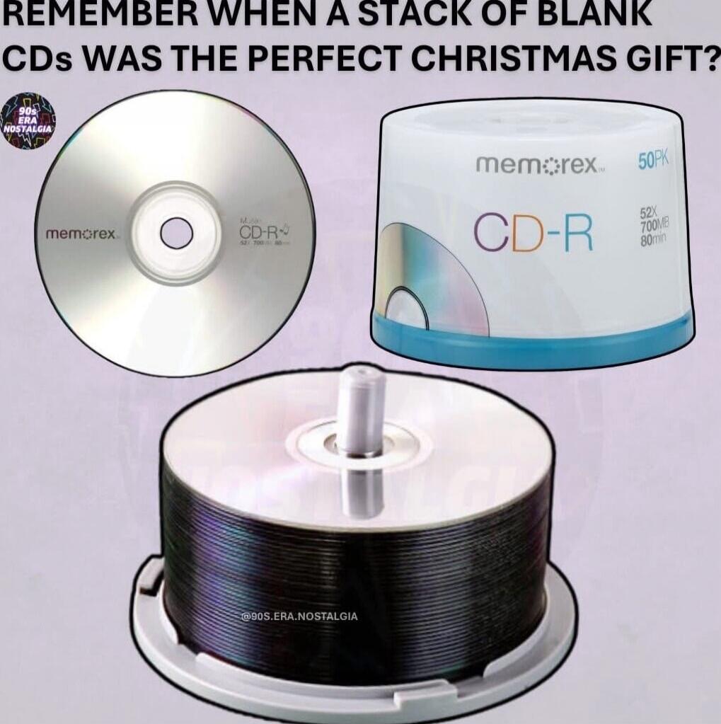 REMEMBER WHEN A STACK OF BLANK CDs WAS THE PERFECT CHRISTMAS GIFT? memorex CD-R stack of blank CDs