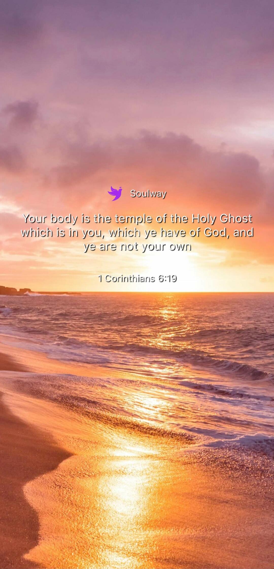 Soulway Your body is the temple of the Holy Ghost which is in you, which ye have of God, and ye are not your own 1 Corinthians 6:19