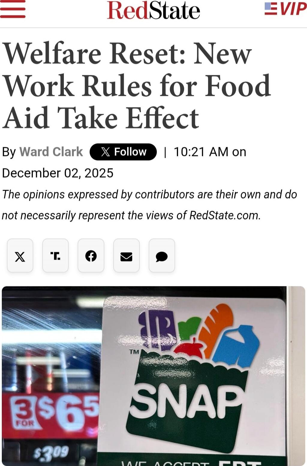 Welfare Reset: New Work Rules for Food Aid Take Effect

By Ward Clark  Follow  | 10:21 AM on December 02, 2025

The opinions expressed are their own and do not necessarily represent the views of RedState.com.