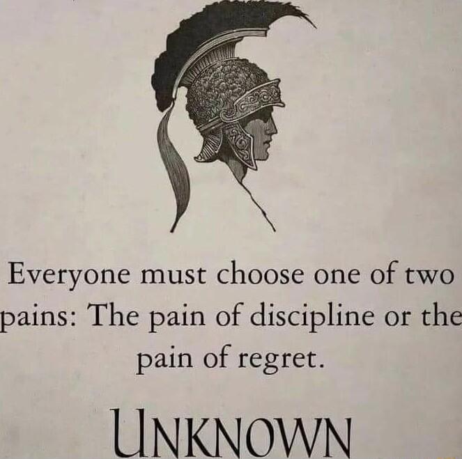 Everyone must choose one of two pains The pain of discipline or the pain of regret LINKNOWN