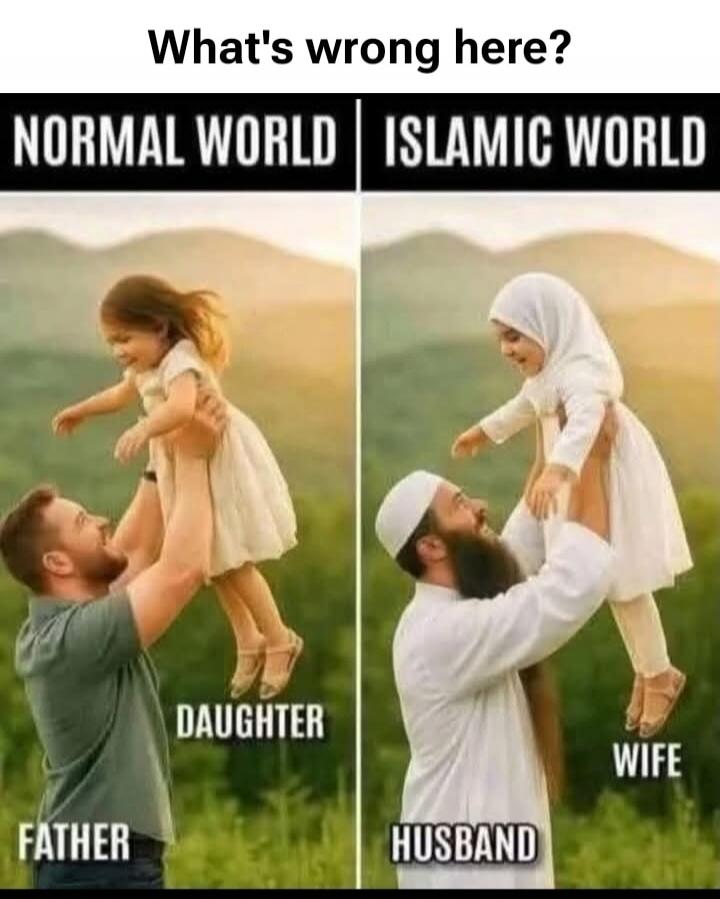 What's wrong here? NORMAL WORLD ISLAMIC WORLD FATHER DAUGHTER HUSBAND WIFE