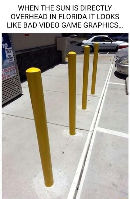 WHEN THE SUN IS DIRECTLY OVERHEAD IN FLORIDA IT LOOKS LIKE BAD VIDEO GAME GRAPHICS