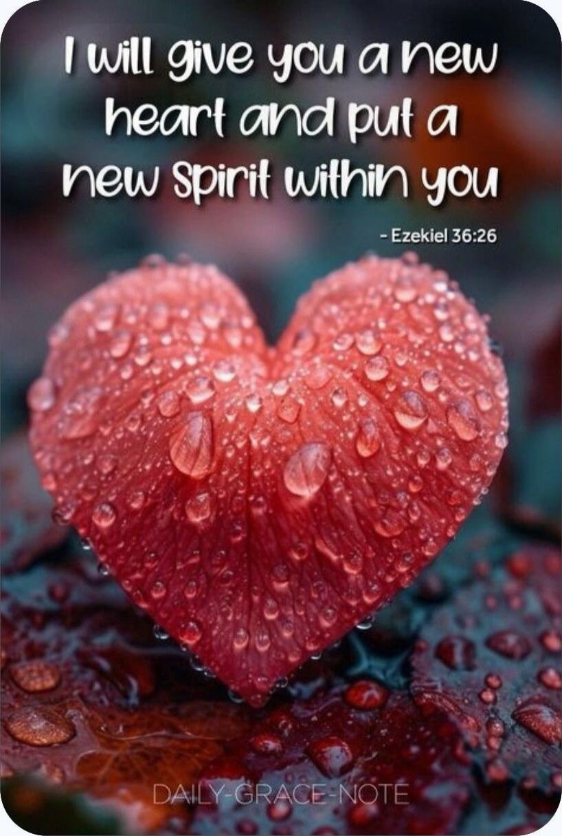 I will give you a new heart and put a new spirit within you - Ezekiel 36:26