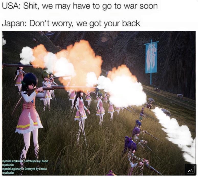 USA Shit we may have to go to war soon Japan Dont worry we got your back peraegenarfe Destored by Liana esuser