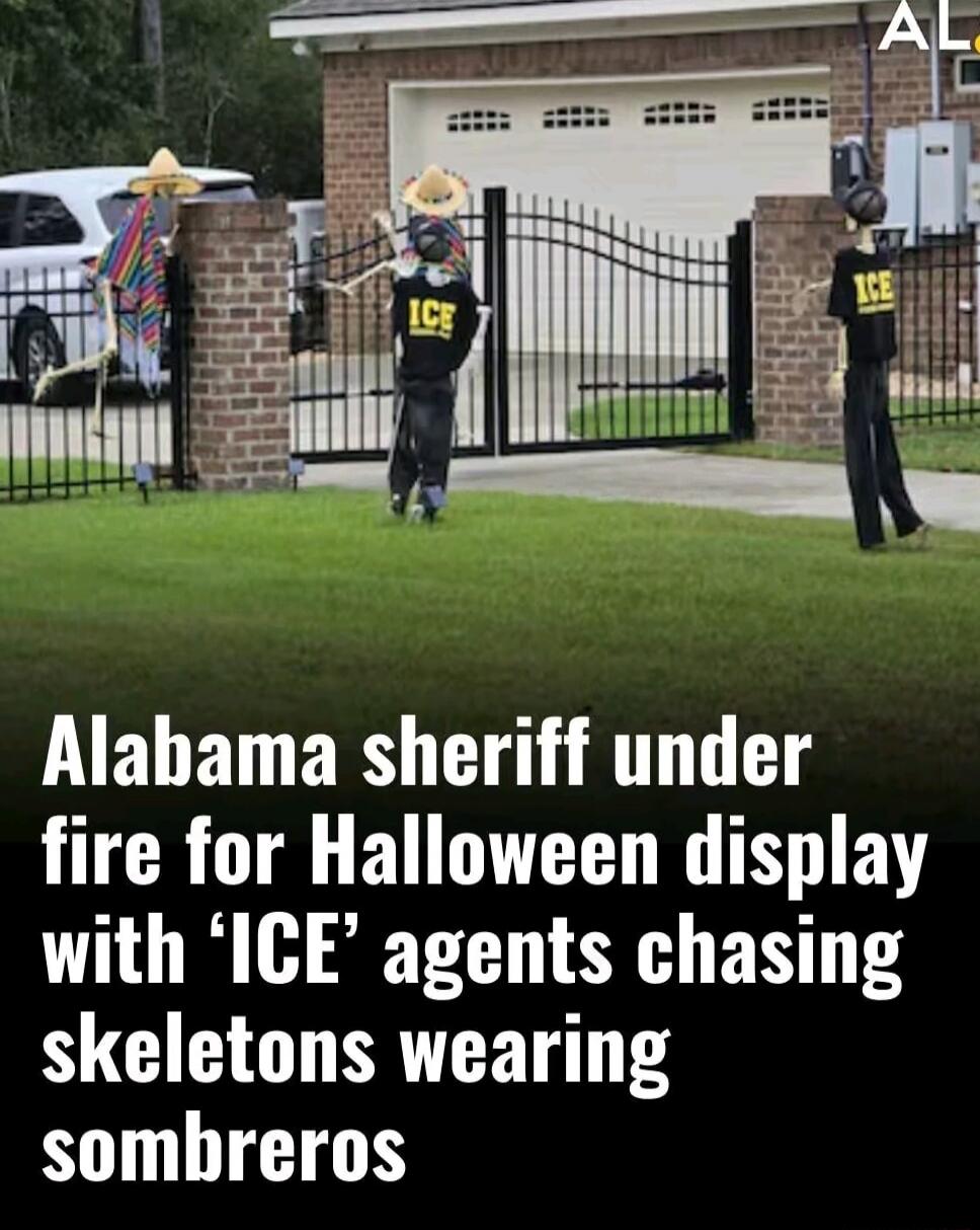 Alabama sheriff under fire for Halloween display with 'ICE' agents chasing skeletons wearing sombreros