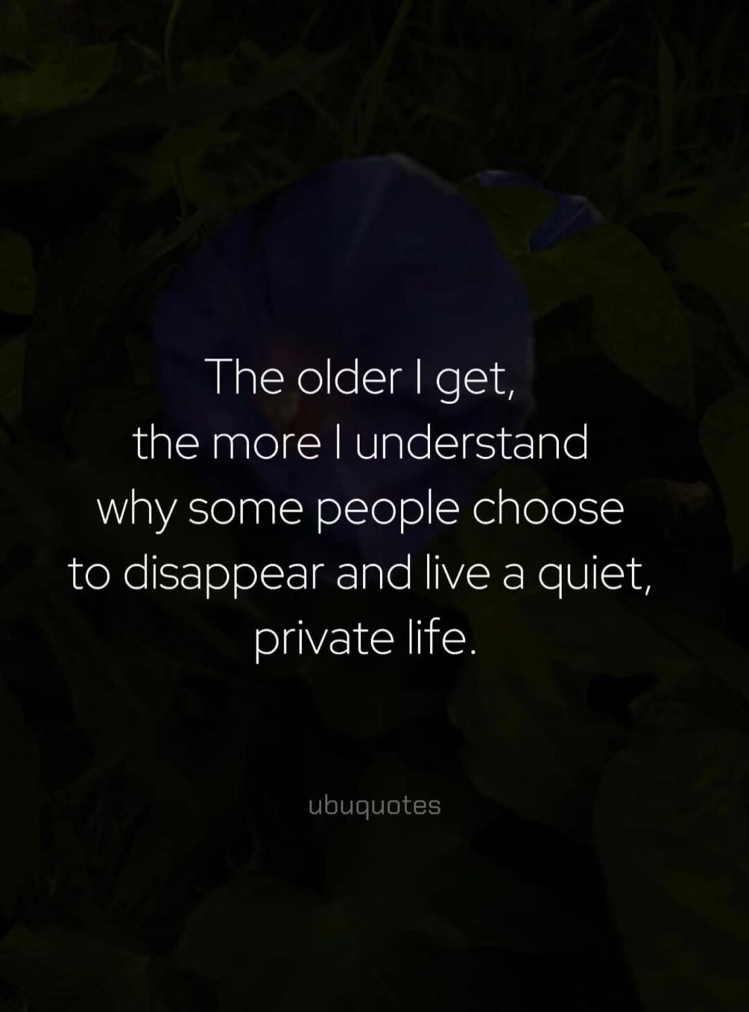 The older I get, the more I understand why some people choose to disappear and live a quiet, private life.