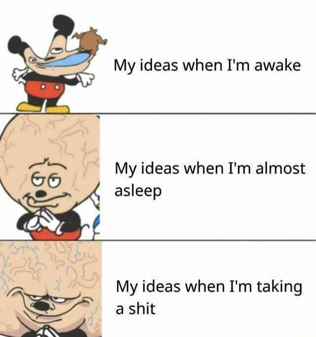 My ideas when Im awake My ideas when Im almost My ideas when Im taking a shit 7 20 66 asleep e