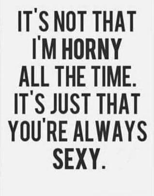 IT'S NOT THAT I'M HORNY ALL THE TIME. IT'S JUST THAT YOU'RE ALWAYS SEXY.