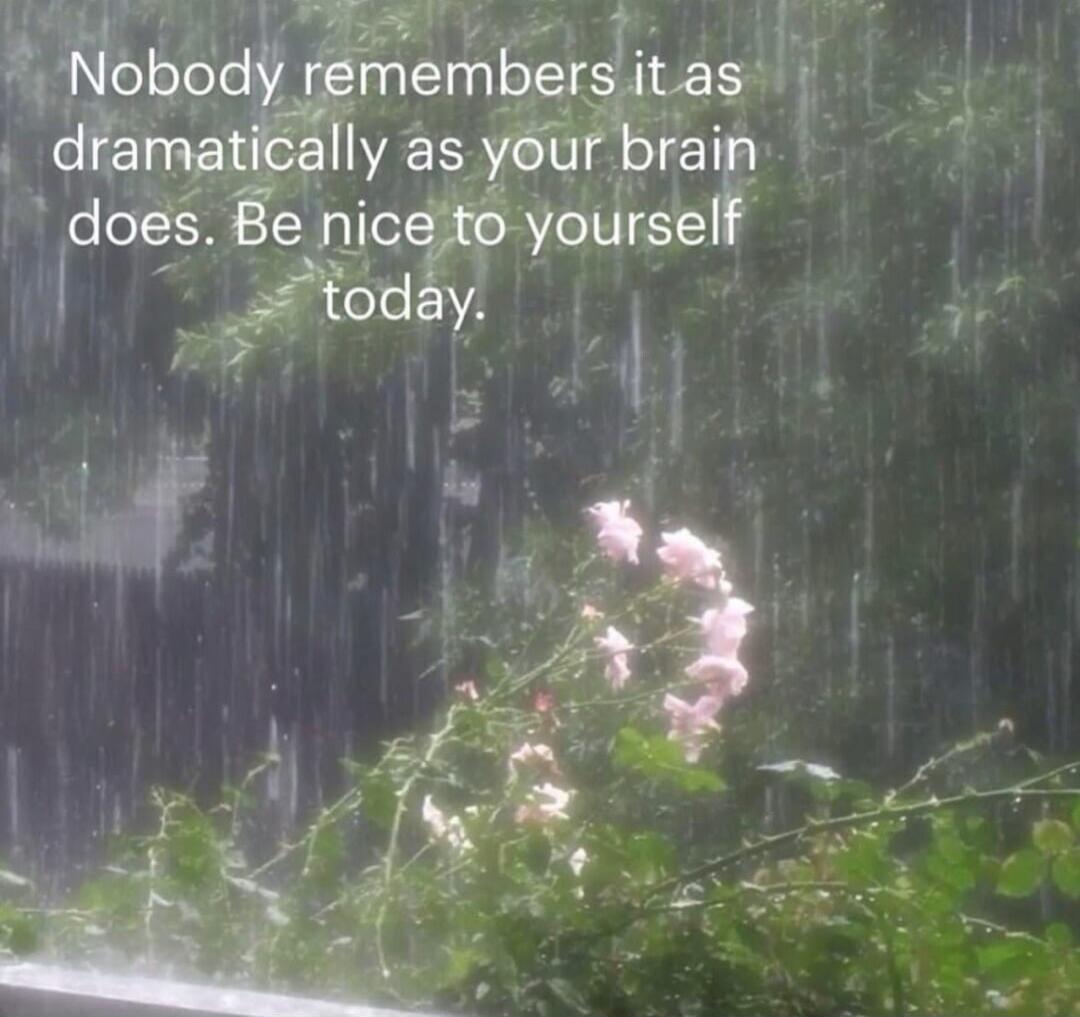 Nobody remembers it as dramatically as your brain does. Be nice to yourself today.