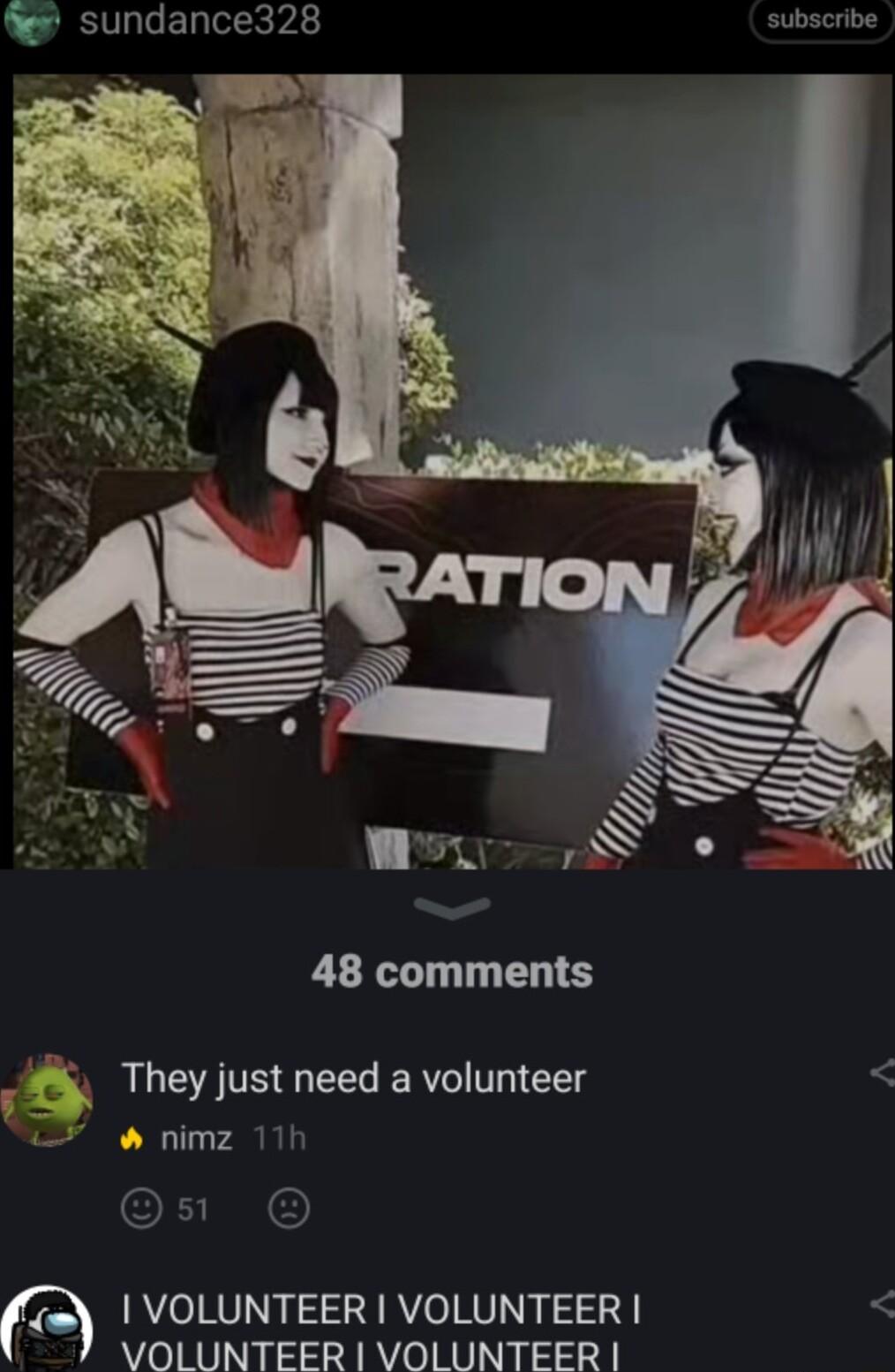 sundance328 48 comments WLCTTEREE R IEE nimz 11h s VOLUNTEER VOLUNTEER VOLUNTEER VOLUNTEER