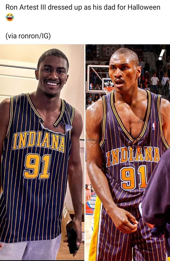 Ron Artest Il dressed up as his dad for Halloween via ronronIG