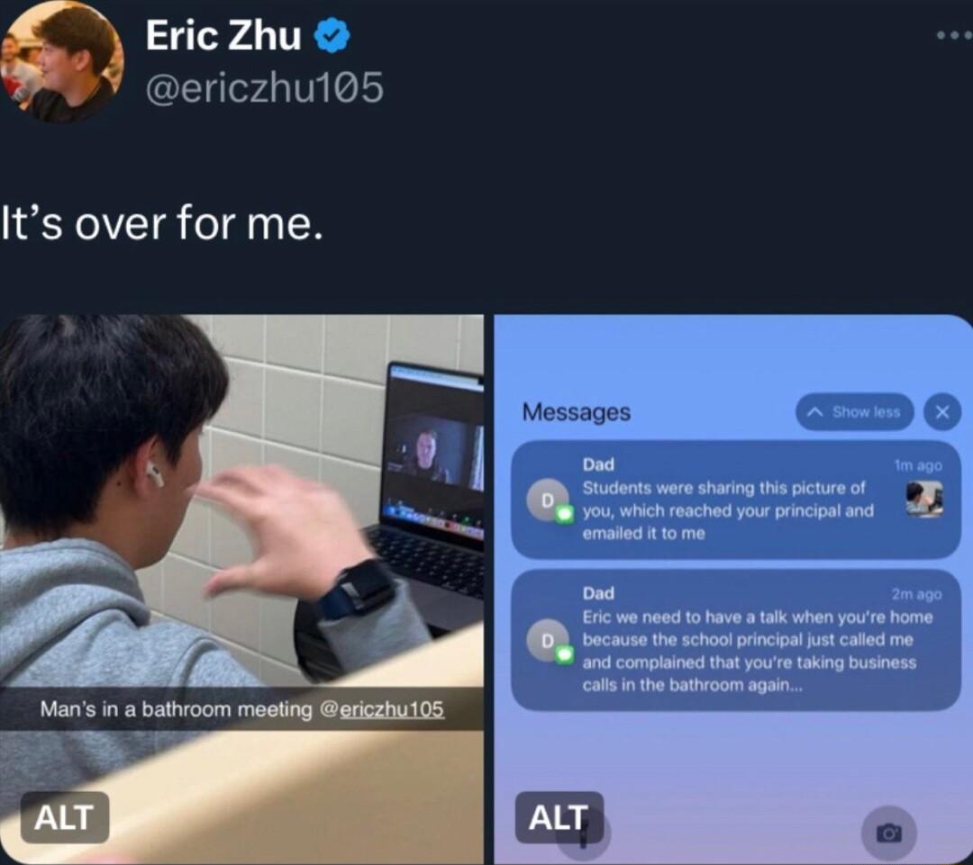 Eric Zhu ericzhu105 Its over for me ot Q S ol Erpereeiei