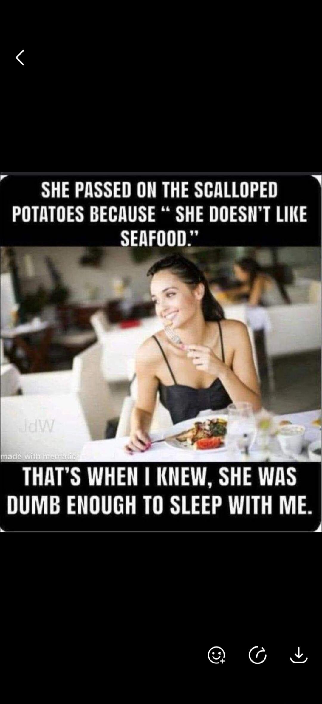 SHE PASSED ON THE SCALLOPED POTATOES BECAUSE 