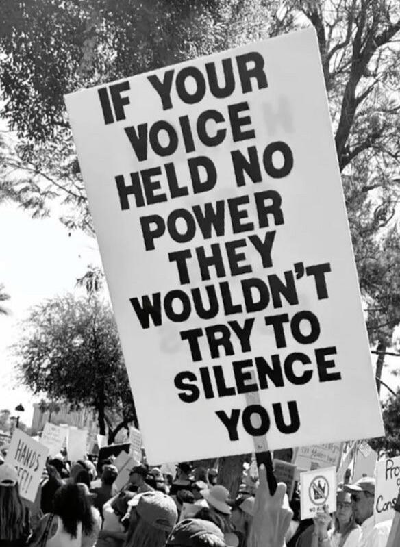 IF YOUR VOICE HELD NO POWER THEY WOULDN'T TRY TO SILENCE YOU