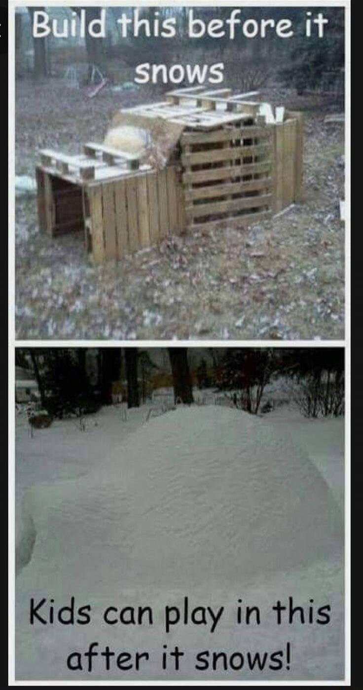 Build this before it snows
Kids can play in this after it snows!