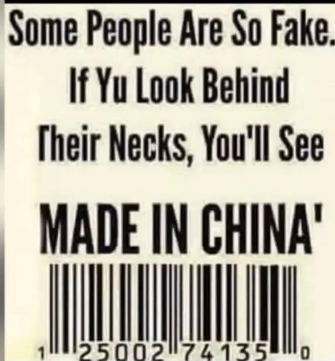Some People Are So Fake. If You Look Behind Their Necks, You'll See MADE IN CHINA.