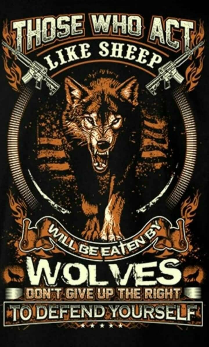 THOSE WHO ACT LIKE SHEEP WILL BE EATEN BY WOLVES DON'T GIVE UP THE RIGHT TO DEFEND YOURSELF